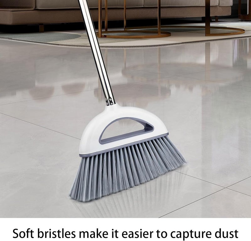 BAOYINGTE Angle Broom for Hardwood Floors - Soft Bristled Kitchen Broom, Indoor & Office Use (Off White) - Image 5